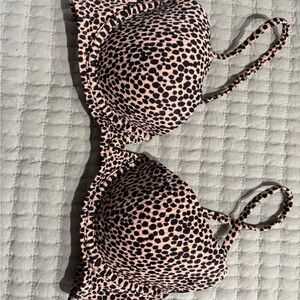 Shade & Shore Pink and Black Leopard Bikini Top